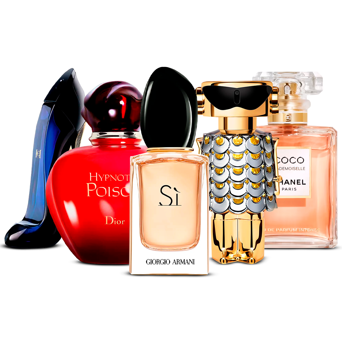 Sada 5 Parfémů – Good Girl, Hypnotic Poison, Sì, Fame i Coco Mademoiselle [100 ml každý]